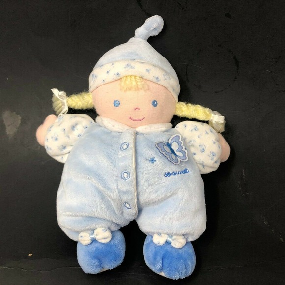 Carter's Toys Carters Blue Baby Doll Plush Rattle Butterfly Blonde